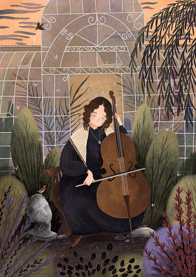 Cello lady illustration