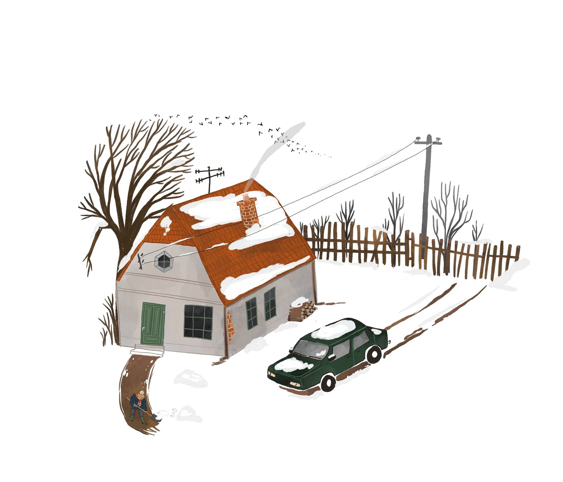 winter scene illustration by Lia Visirin